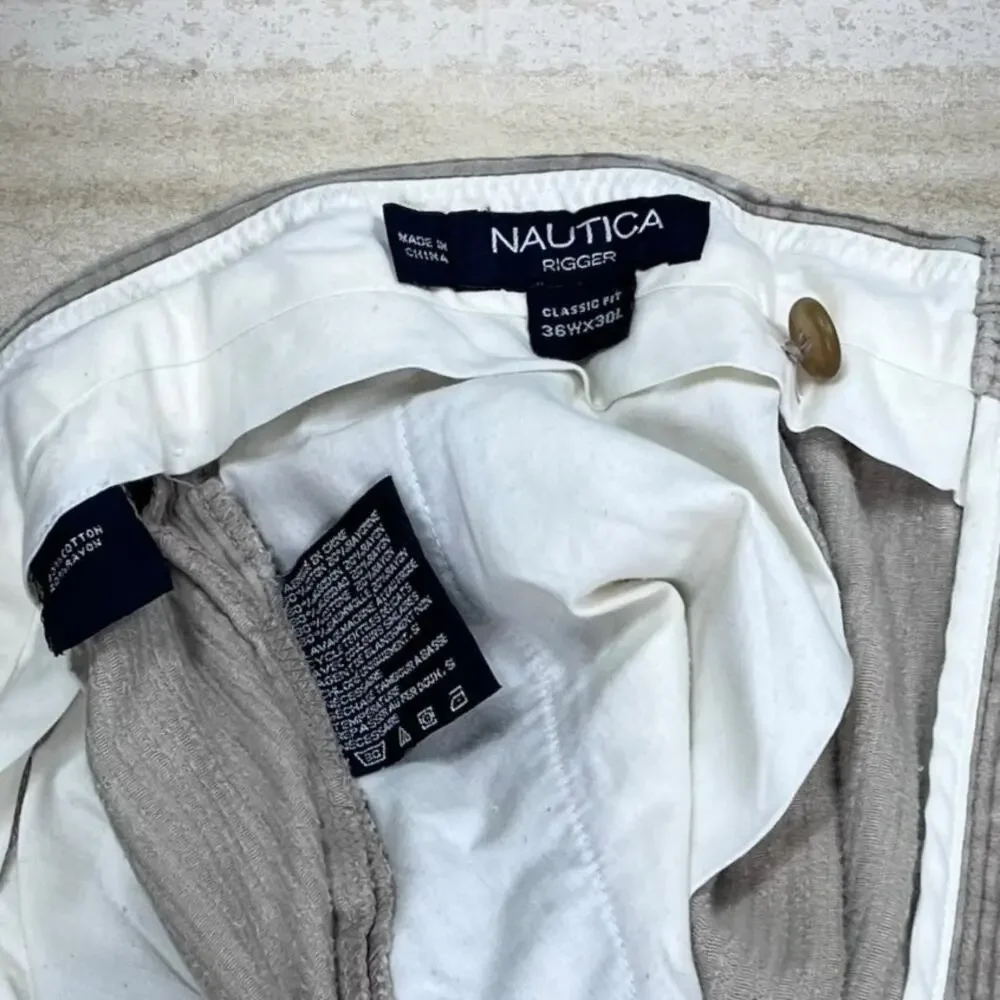 Vintage Y2K Nautica Corduroy Pants 36x30 Light Tan Cotton Pleated Front
